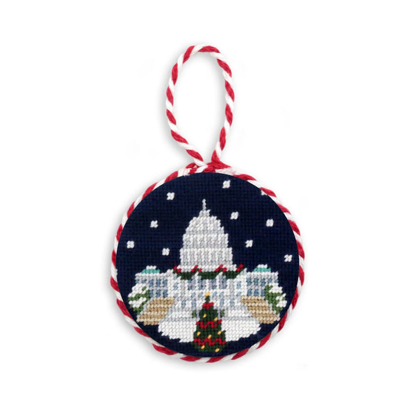 Smathers & Branson Snowy Capitol Ornament in Dark Navy