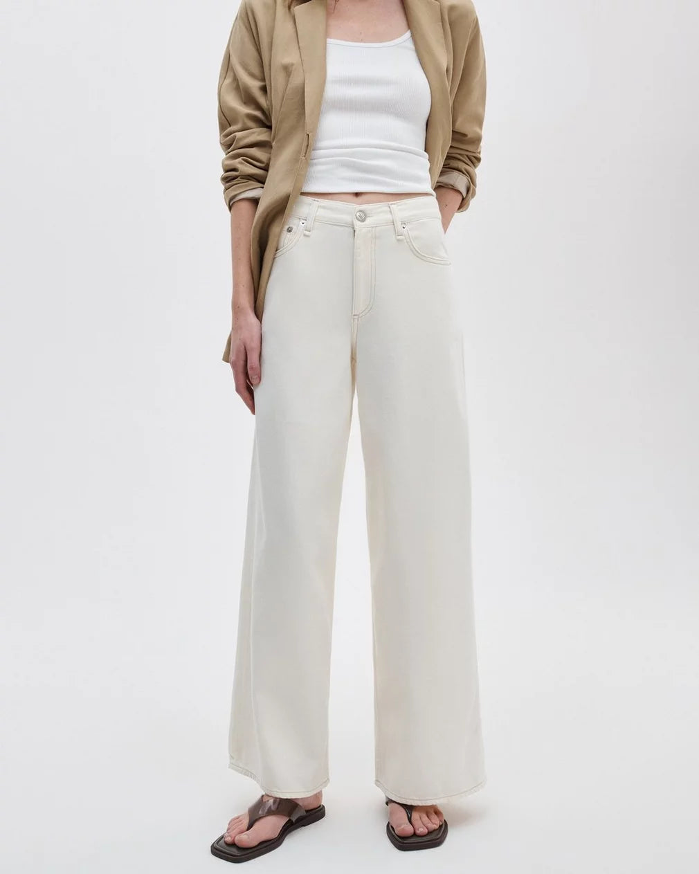 Rag & Bone Sofie Ankle Wide-Leg Jean- Ecru