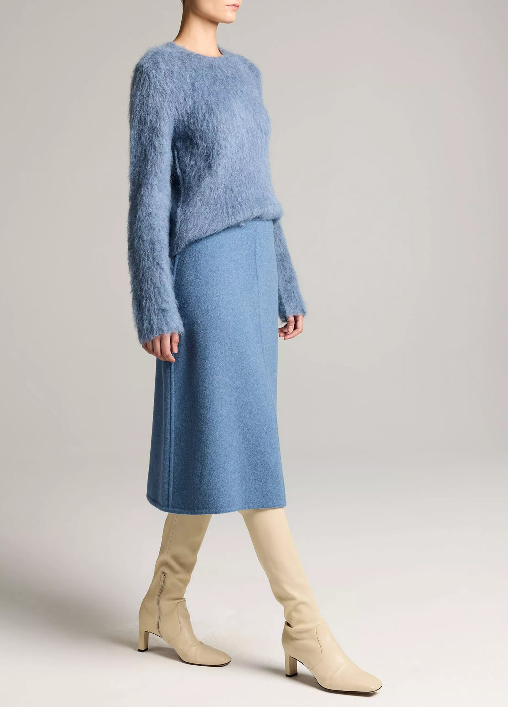 Vince Wool Splittable Skirt - Blue Slate