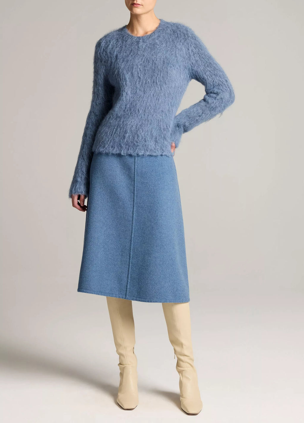 Vince Wool Splittable Skirt - Blue Slate