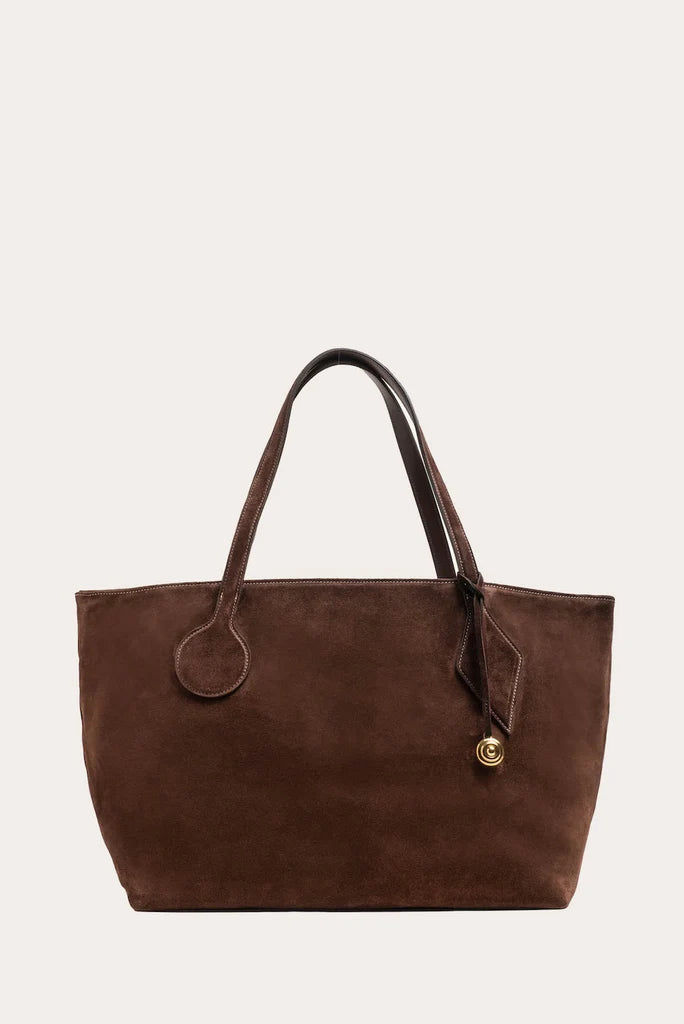 Liffner Sprout Tote Large Dark Brown Suede