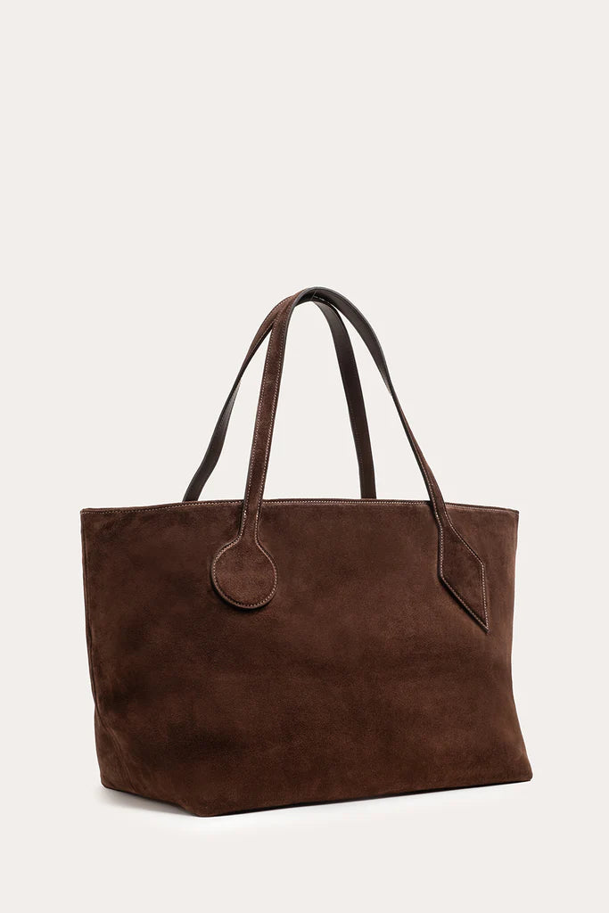 Liffner Sprout Tote Large Dark Brown Suede