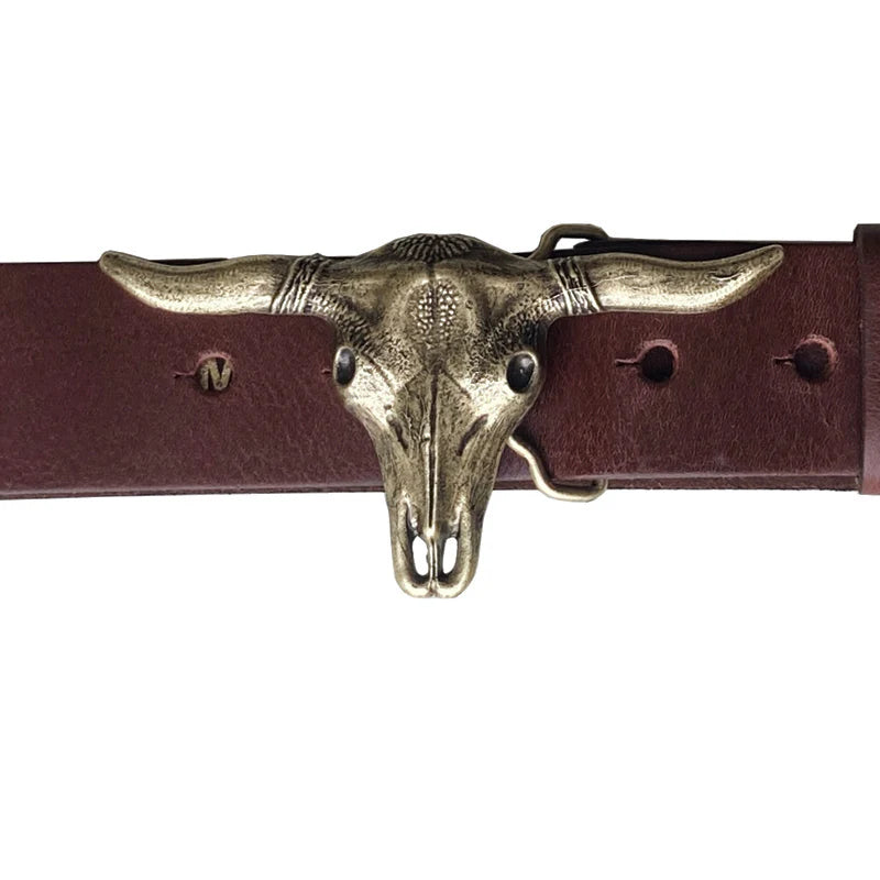 Kim White Steer Belt - Chocolate
