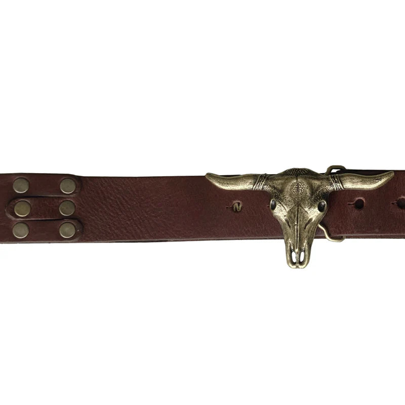 Kim White Steer Belt - Chocolate