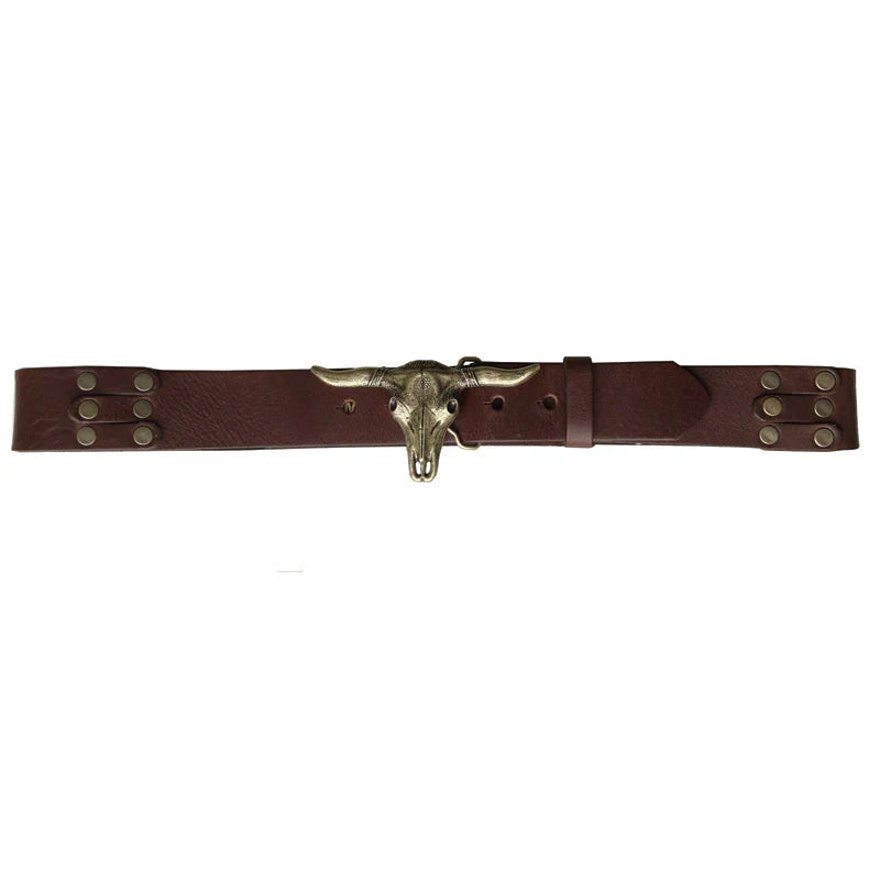 Kim White Steer Belt - Chocolate