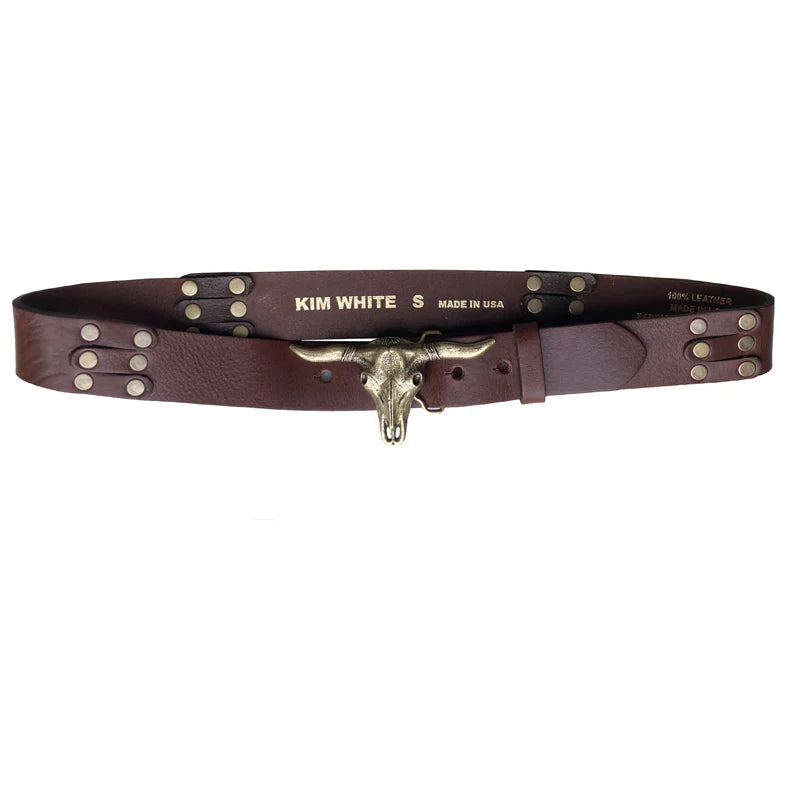 Kim White Steer Belt - Chocolate