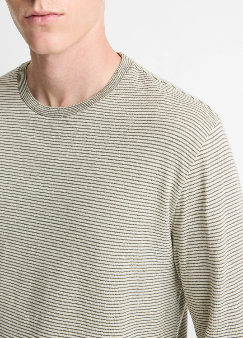 Vince Striped Double-Knit Pima Cotton Long-Sleeve T-Shirt - Meadowlark/Sycamore