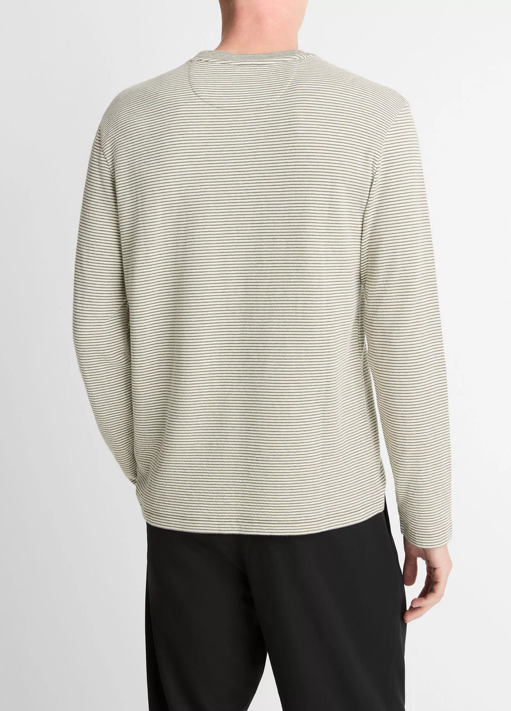Vince Striped Double-Knit Pima Cotton Long-Sleeve T-Shirt - Meadowlark/Sycamore