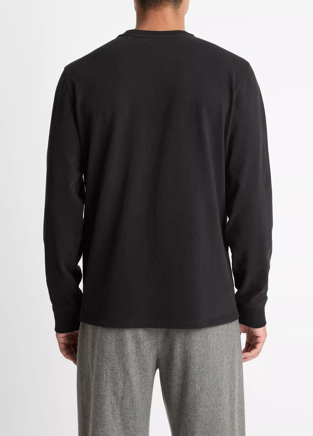 Vince Sueded Jersey Long-Sleeve Pocket Crew - Black
