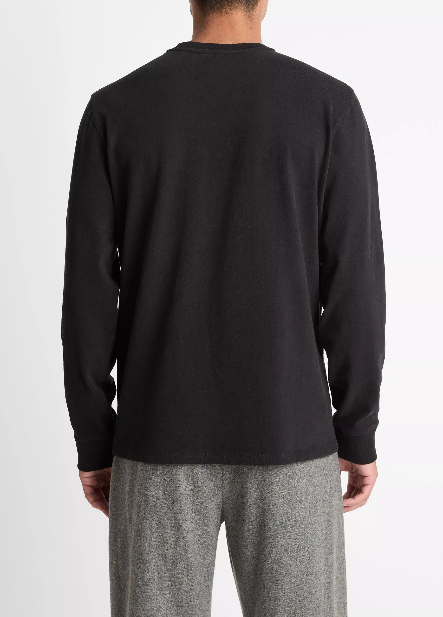Vince Sueded Jersey Long-Sleeve Pocket Crew - Black