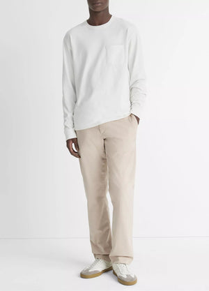 Vince Sueded Jersey Long-Sleeve Pocket Crew - Off White