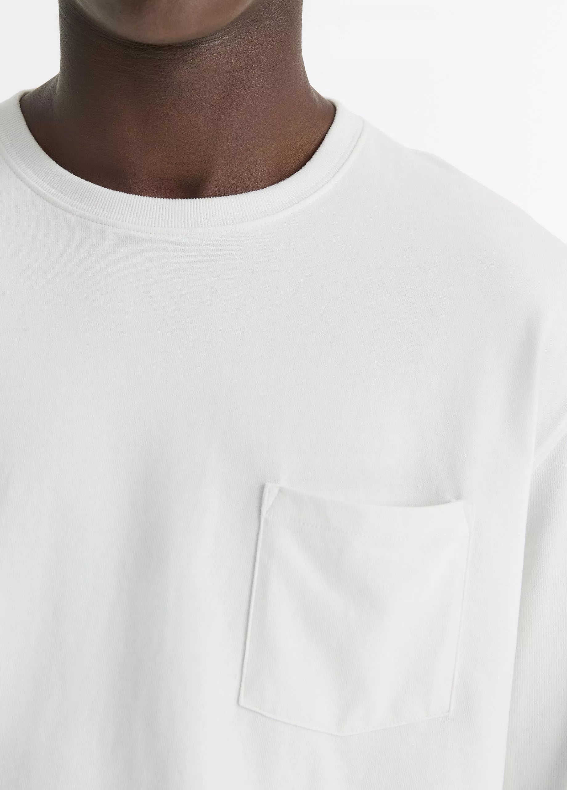 Vince Sueded Jersey Long-Sleeve Pocket Crew - Off White