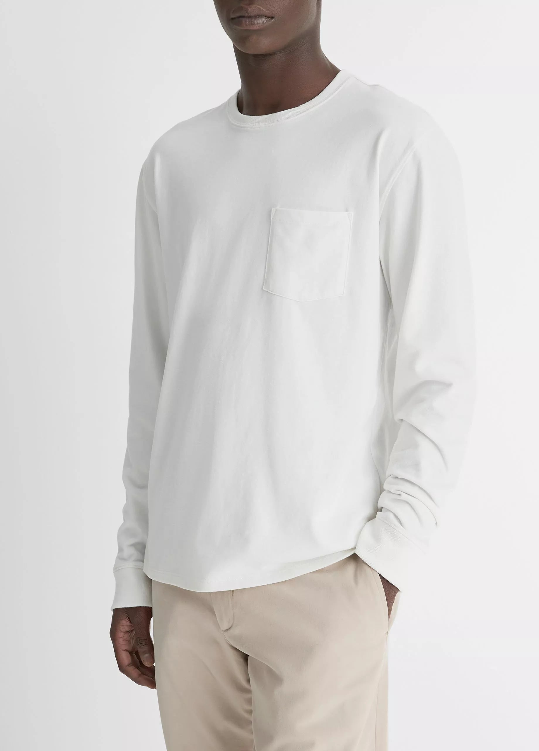 Vince Sueded Jersey Long-Sleeve Pocket Crew - Off White