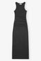 Ganni Black Soft Cotton Rib Tank Top Long Dress