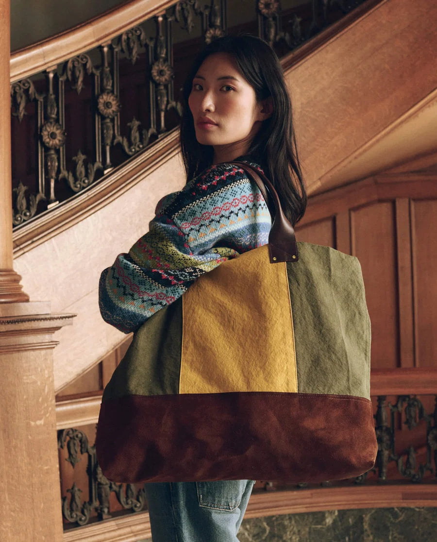 The Great Stripe Tote - Olive & Citron
