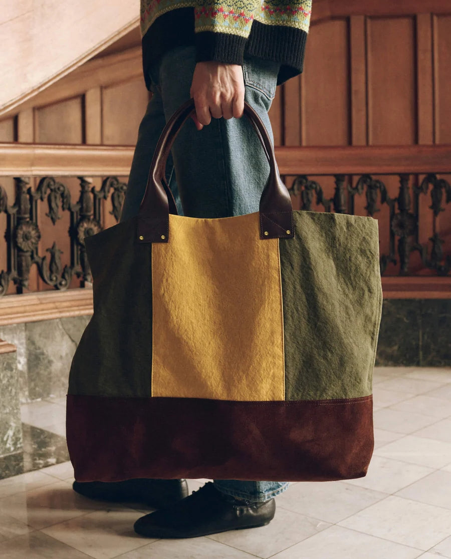 The Great Stripe Tote - Olive & Citron