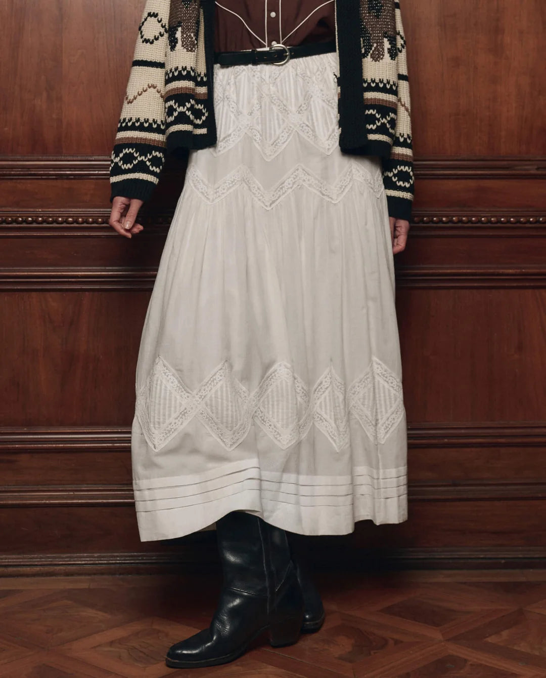 The Great Lattice Lace Victorian Skirt  - White