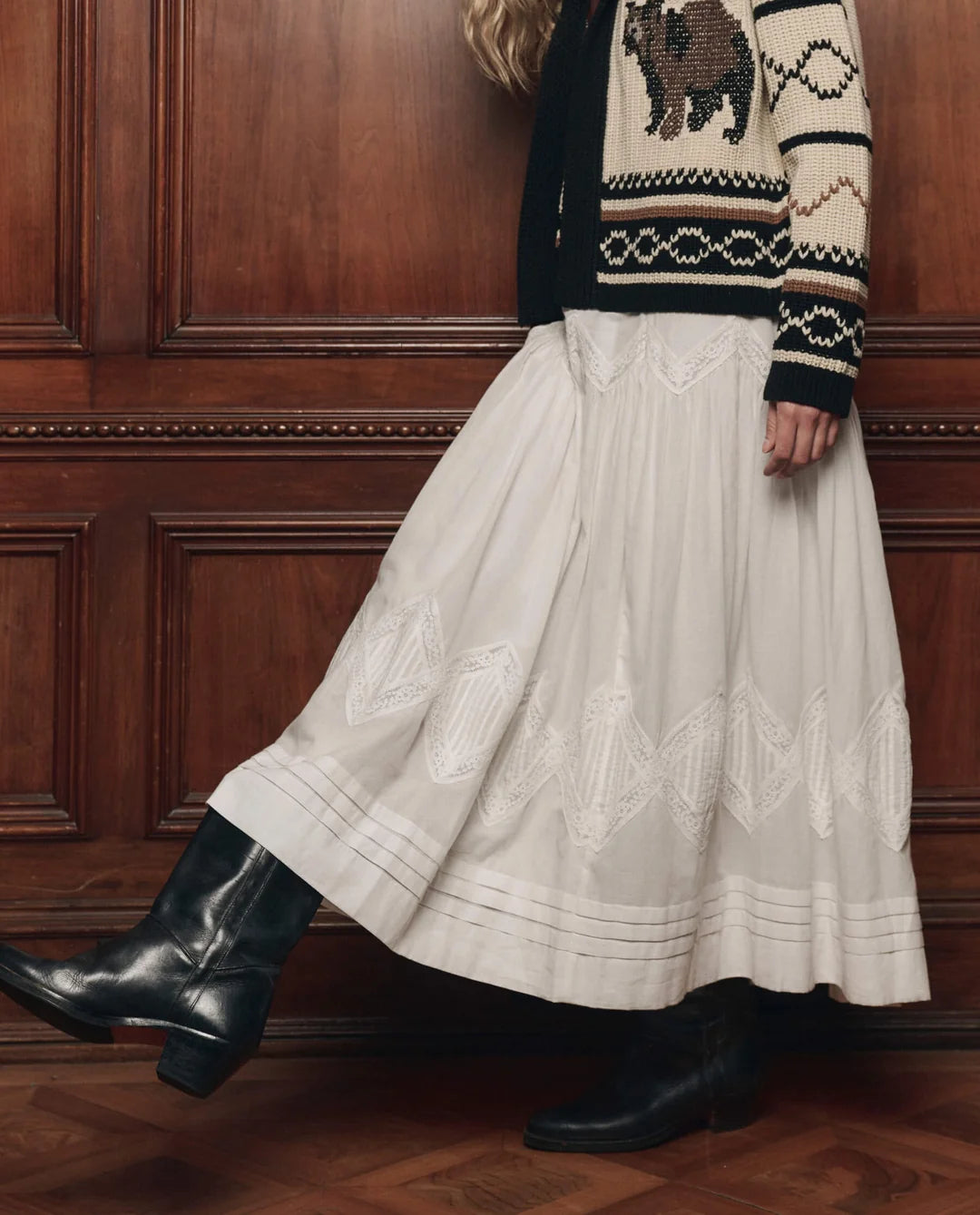 The Great Lattice Lace Victorian Skirt  - White