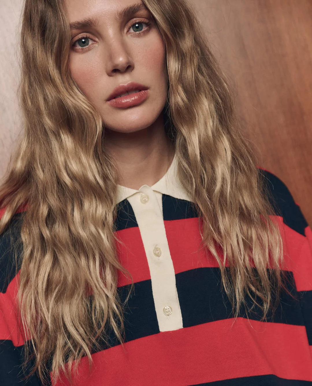 The Great Academy Polo Sweater - Hot Red League Stripe