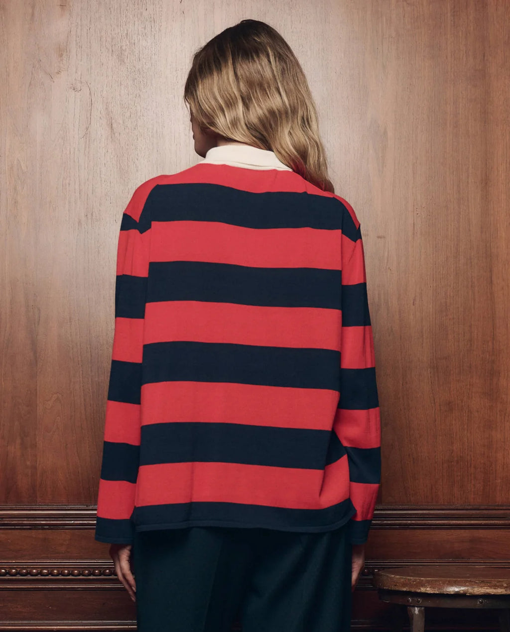 The Great Academy Polo Sweater - Hot Red League Stripe