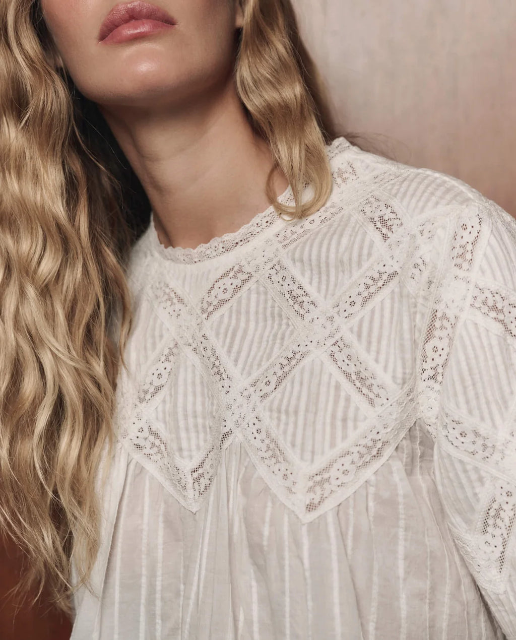 The Great Lattice Lace Victorian Top  - White