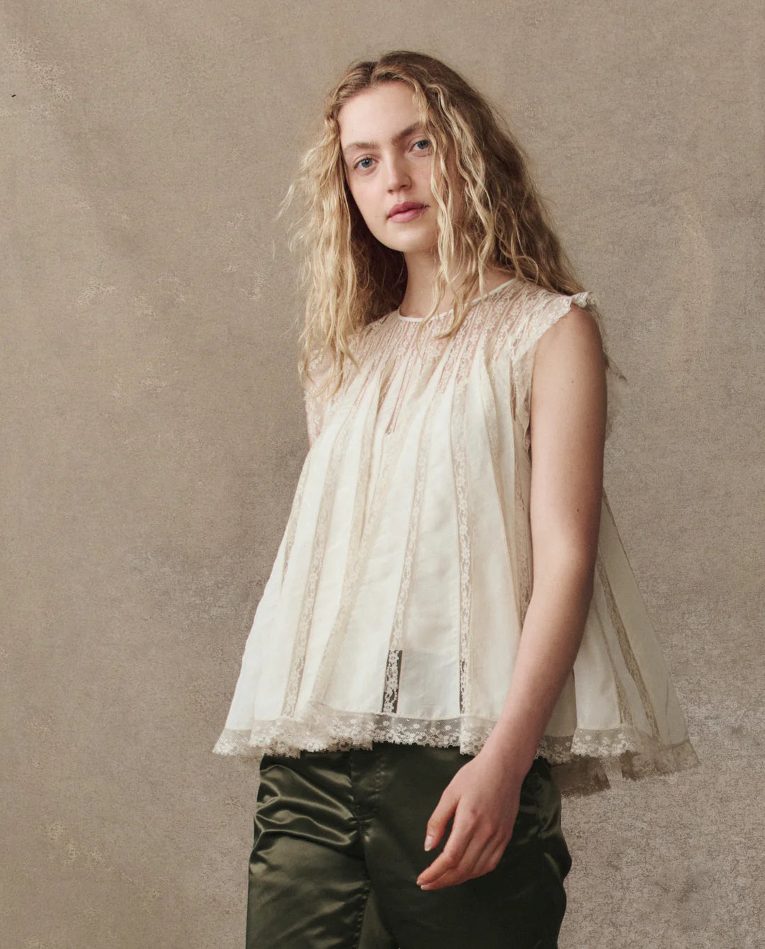 The Great The Keepsake Lace Shell Top - Cream