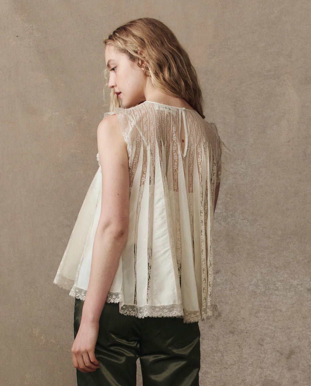 The Great The Keepsake Lace Shell Top - Cream
