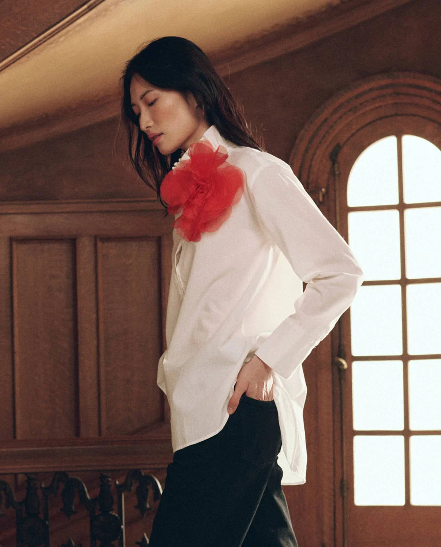 The Great Ruffle Neck Shirt - White