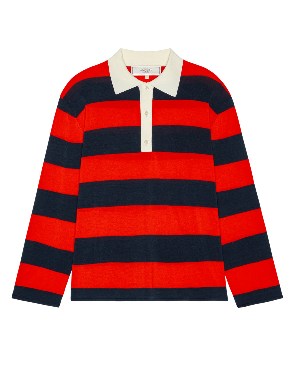 The Great Academy Polo Sweater - Hot Red League Stripe