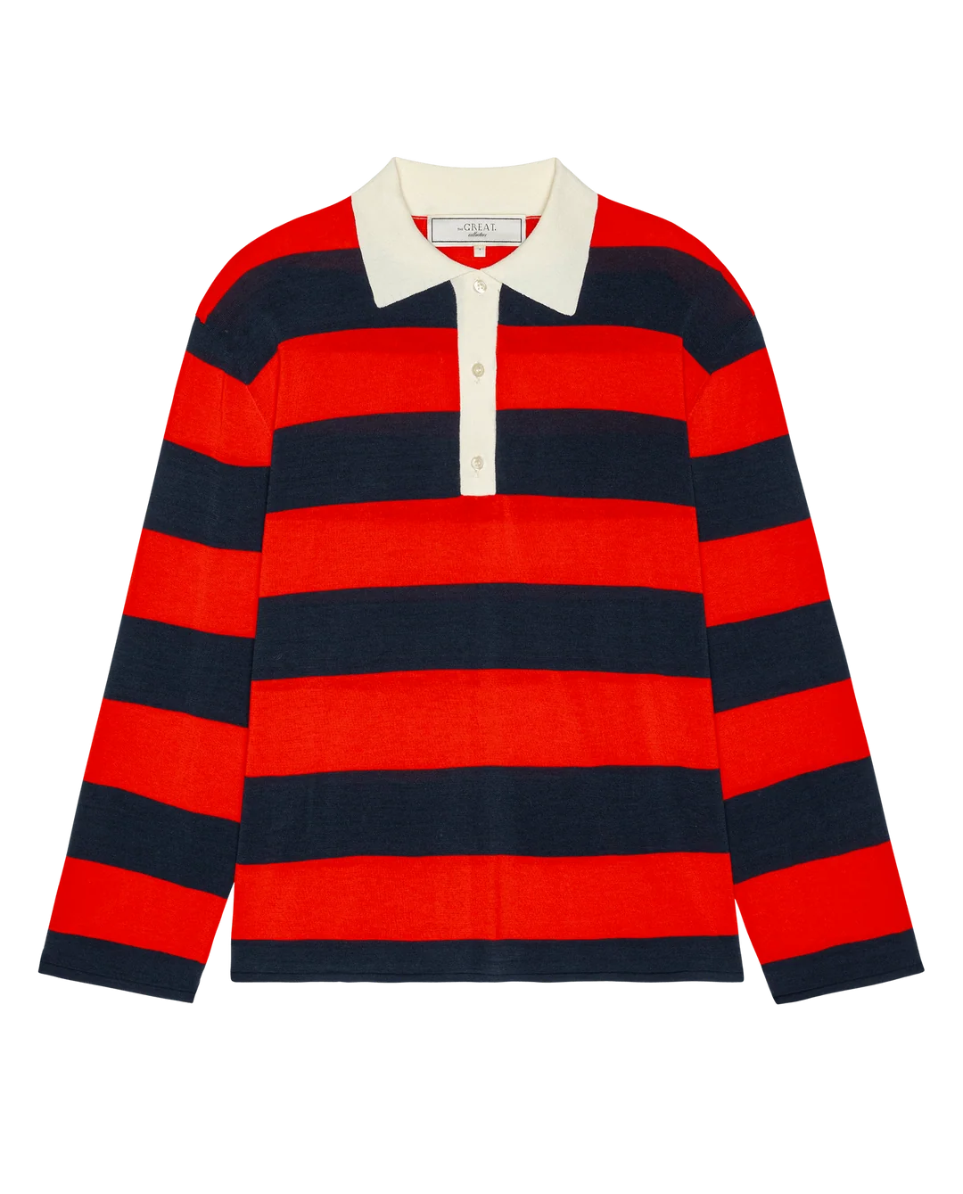 The Great Academy Polo Sweater - Hot Red League Stripe