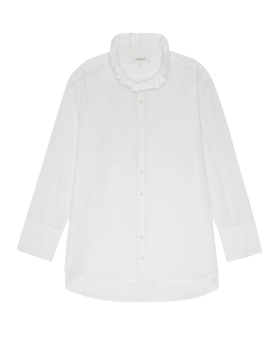 The Great Ruffle Neck Shirt - White