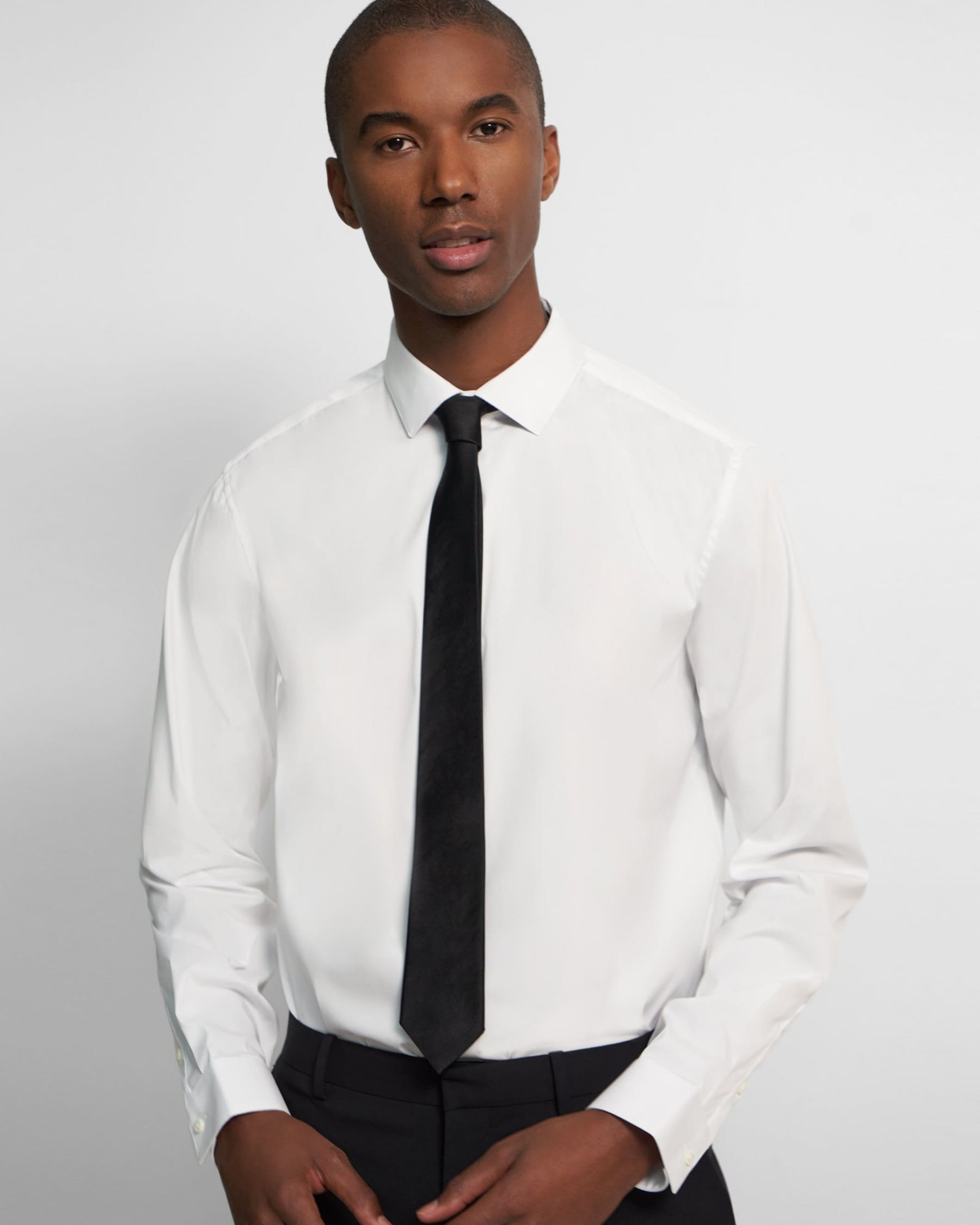 Theory Black Solid Silk Tie