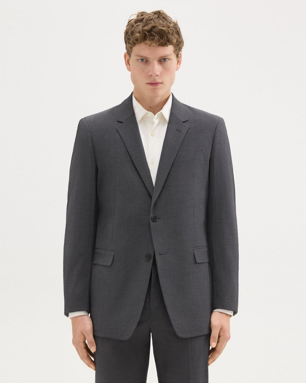 Theory Chambers Blazer in Stretch Wool - Medium Charcoal