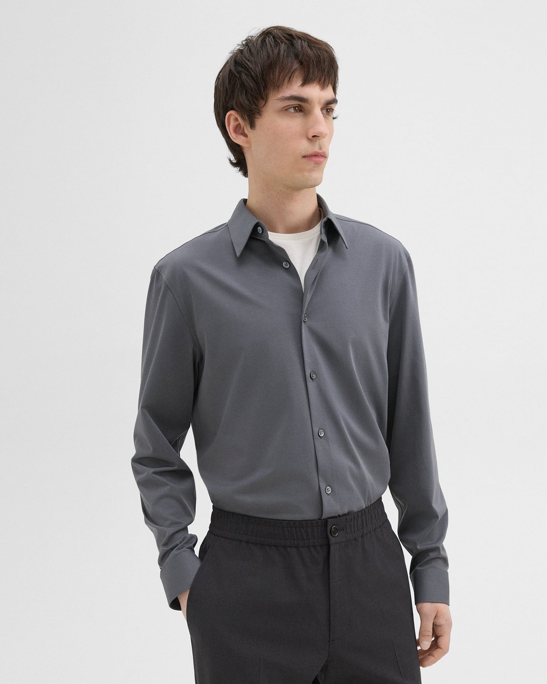 Theory Sylvain Shirt in Structure Knit - Pestle
