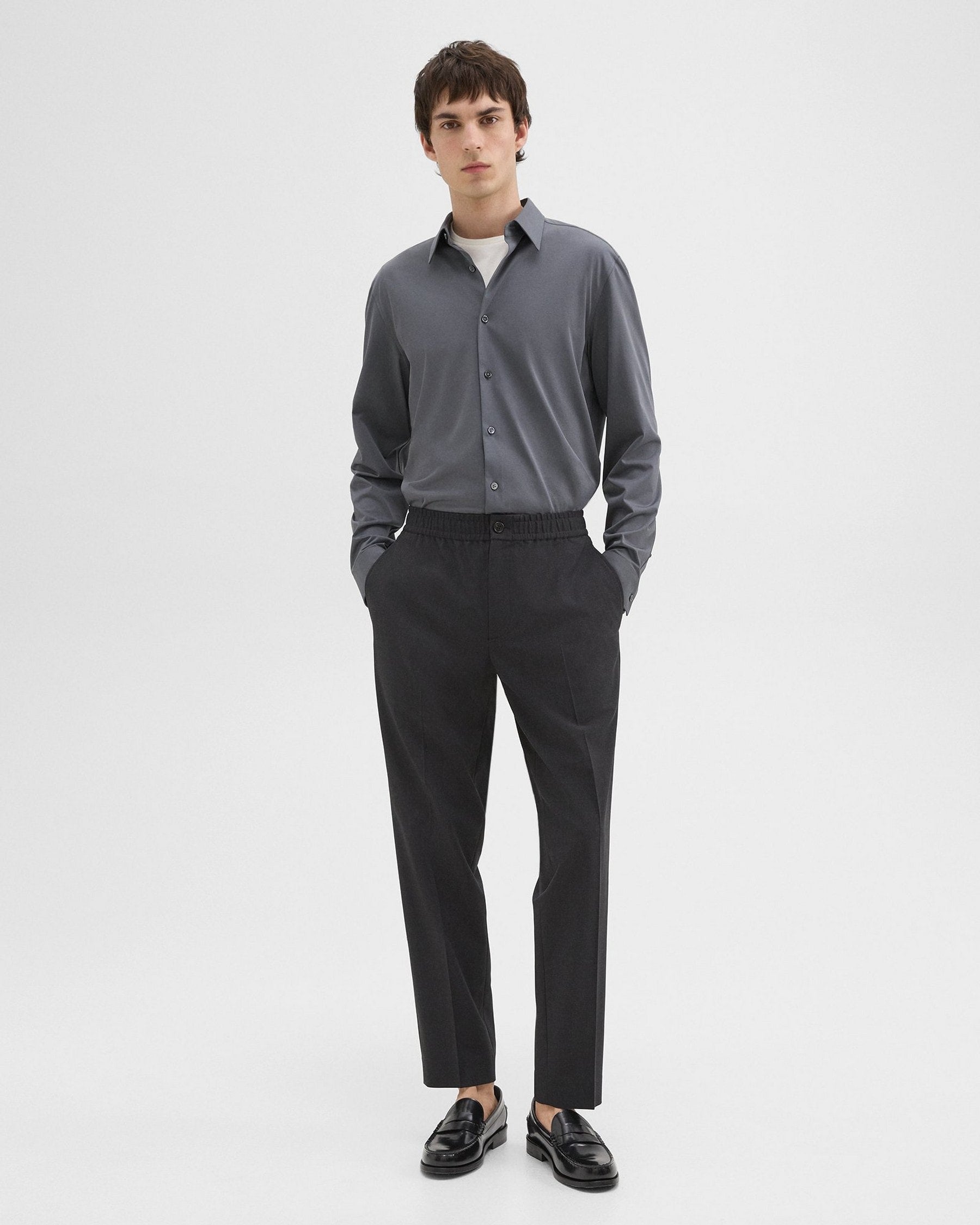 Theory Sylvain Shirt in Structure Knit - Pestle