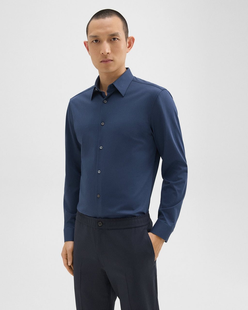 Theory Sylvain Shirt in Structure Knit - Twilight