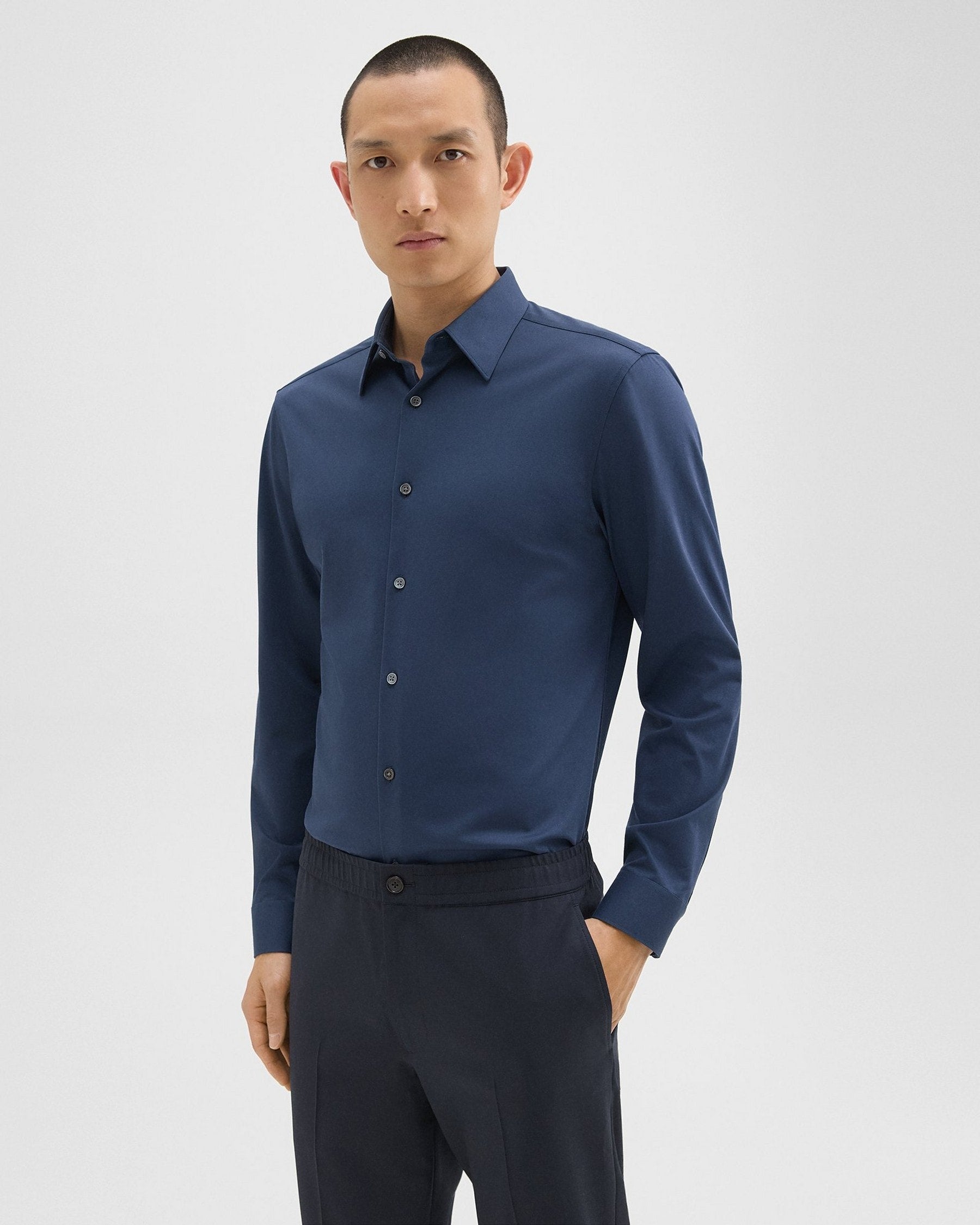 Theory Sylvain Shirt in Structure Knit - Twilight