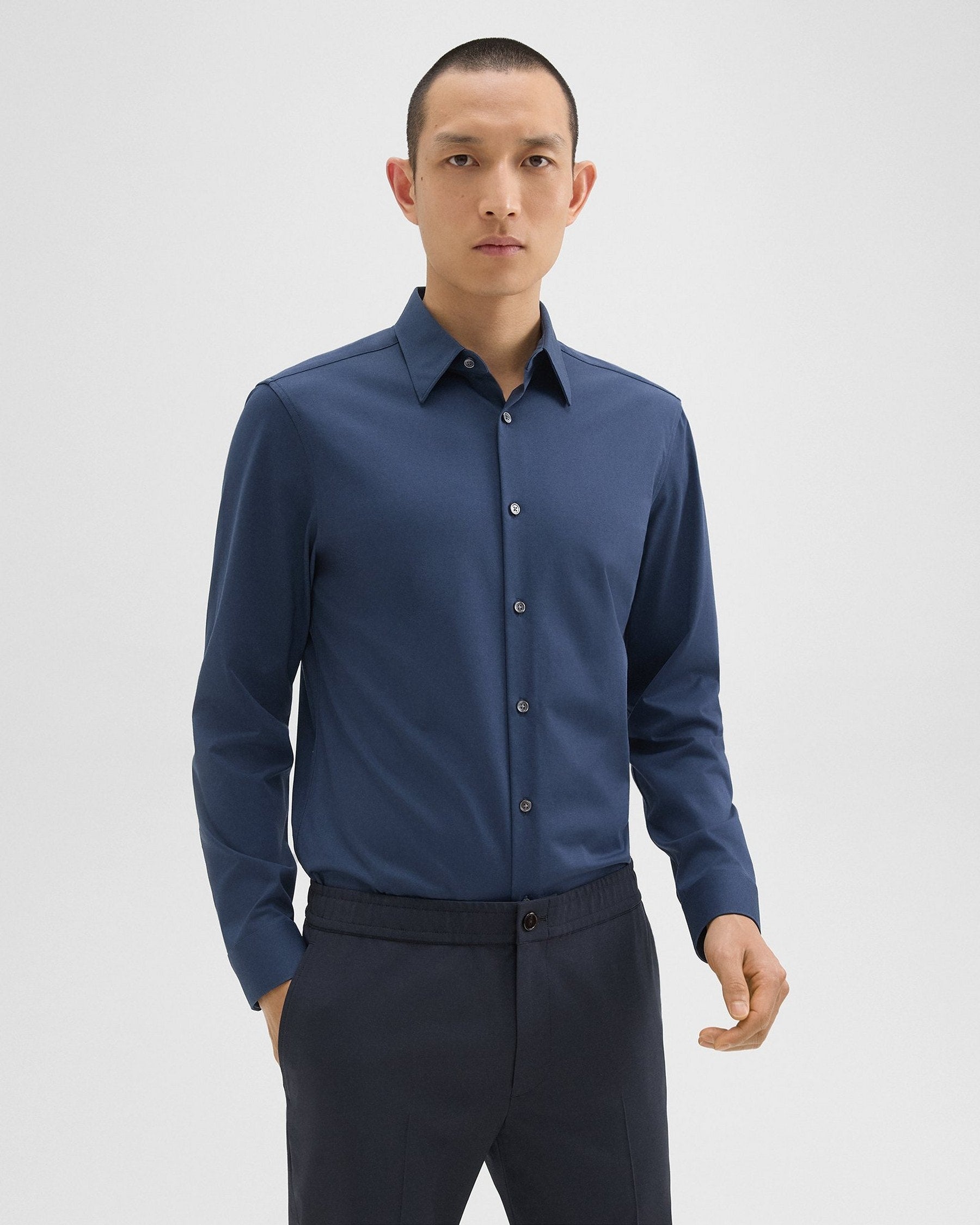 Theory Sylvain Shirt in Structure Knit - Twilight
