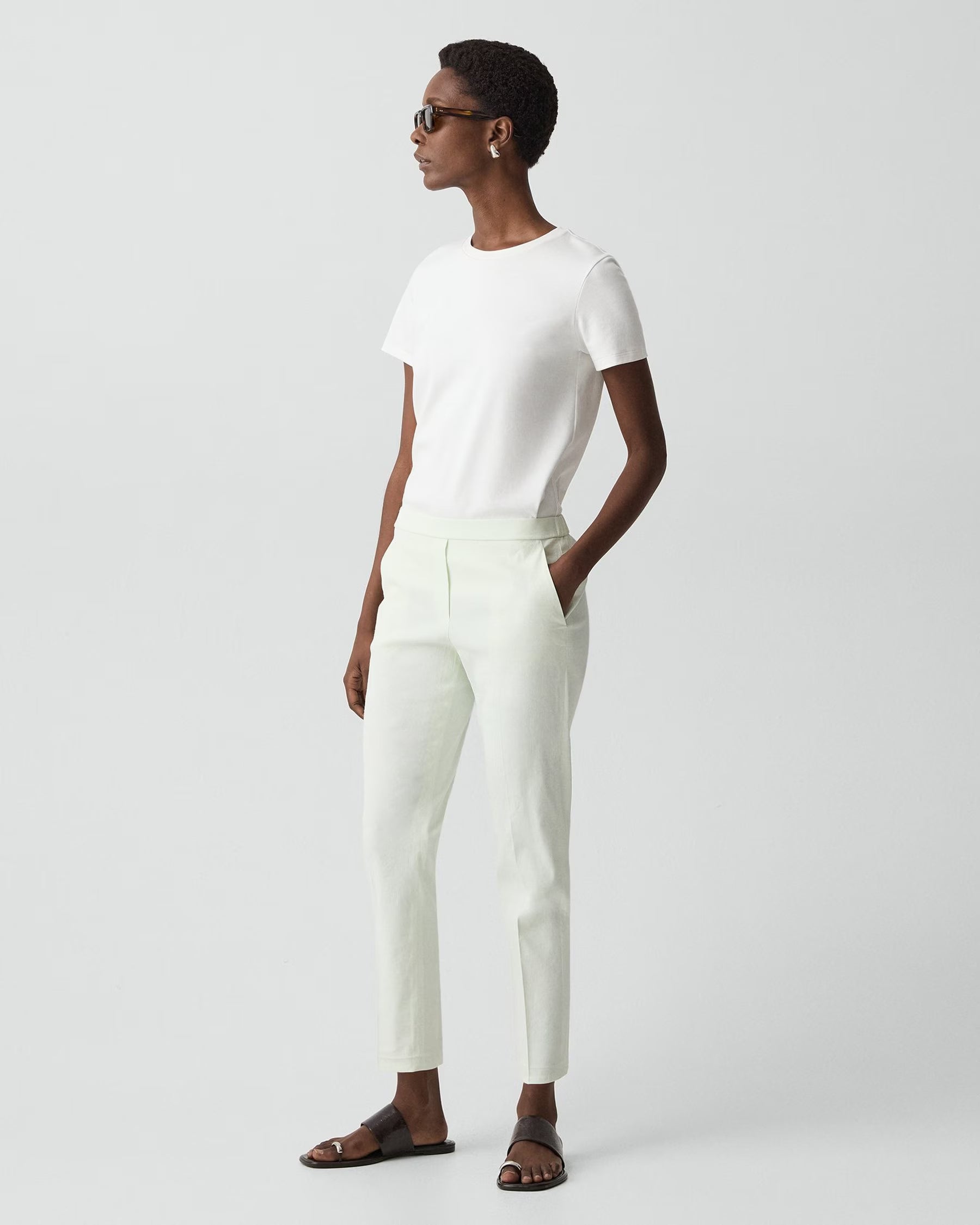 Theory Treeca Pull-On Pant in Good Linen - Sea Glass