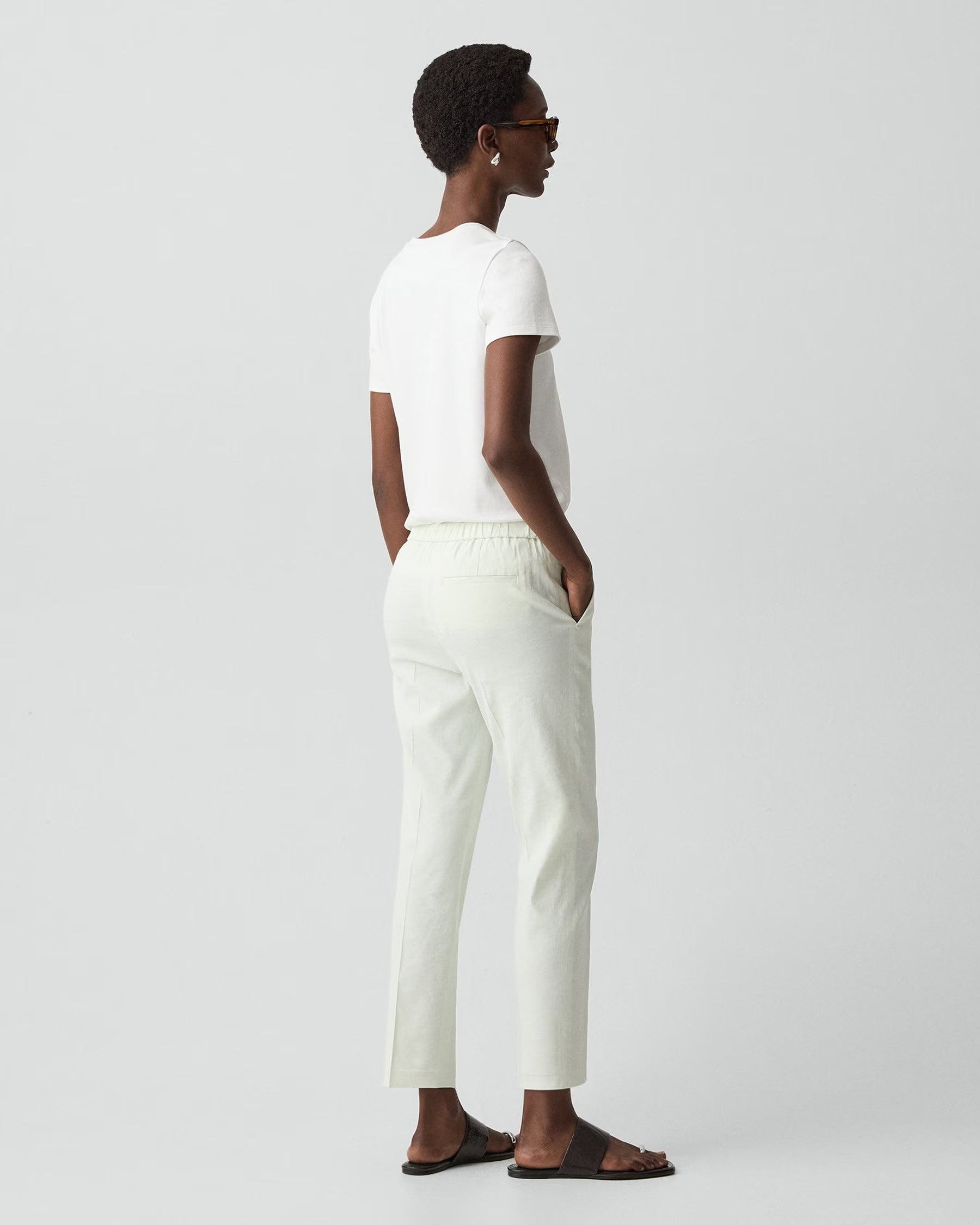 Theory Treeca Pull-On Pant in Good Linen - Sea Glass
