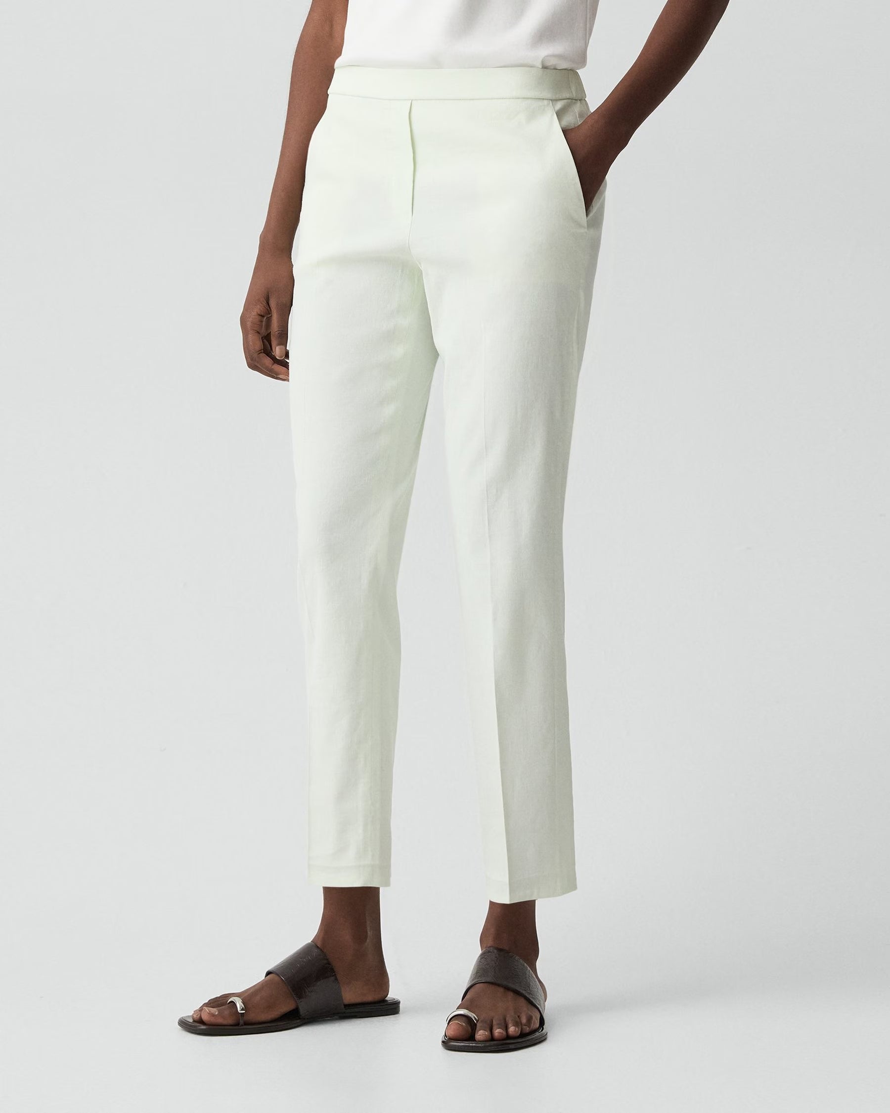 Theory Treeca Pull-On Pant in Good Linen - Sea Glass