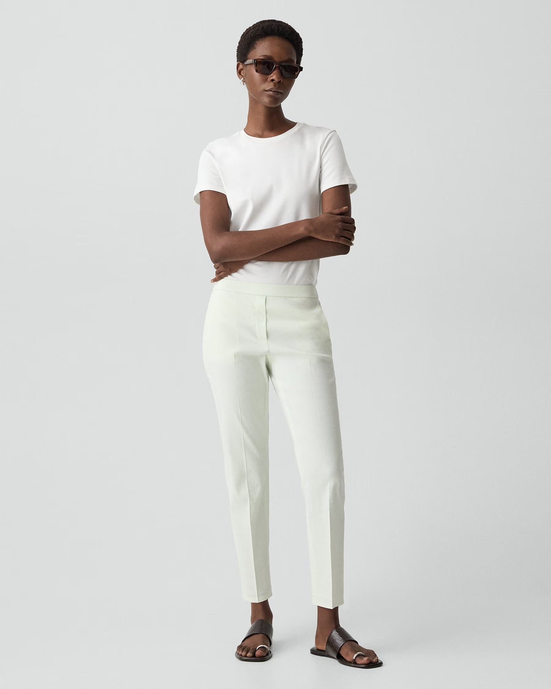 Theory Treeca Pull-On Pant in Good Linen - Sea Glass