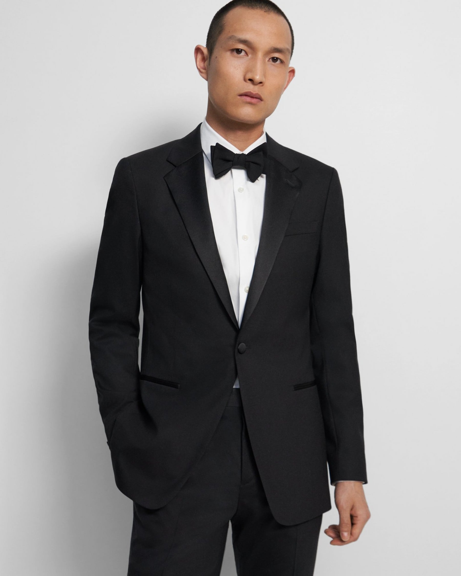 Theory Chambers Tuxedo Blazer in Stretch Wool - Black