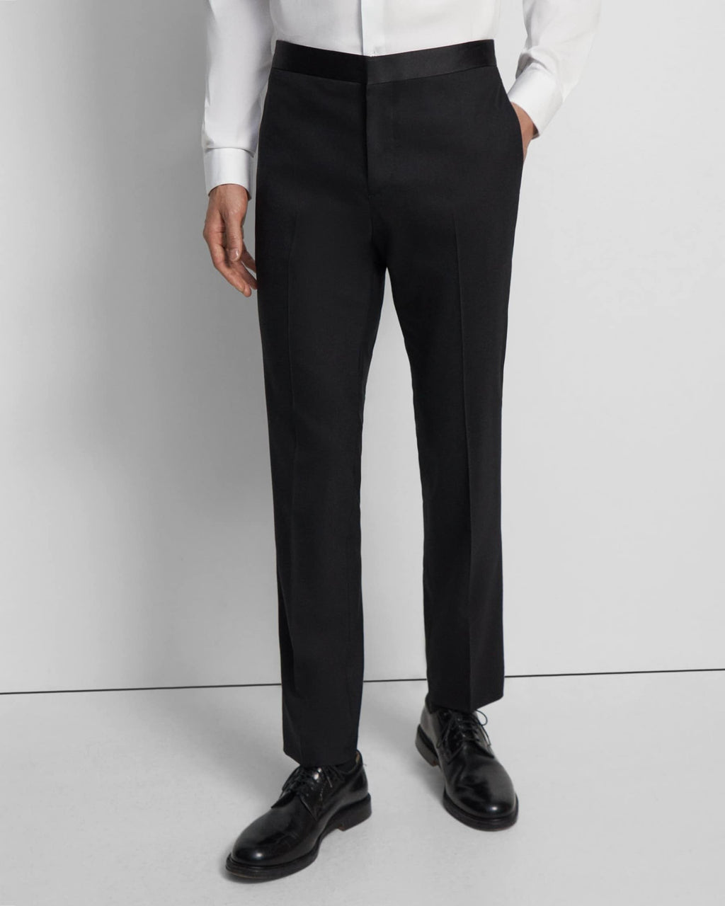 Theory Mayer Tuxedo Pant In Stretch Wool in Black