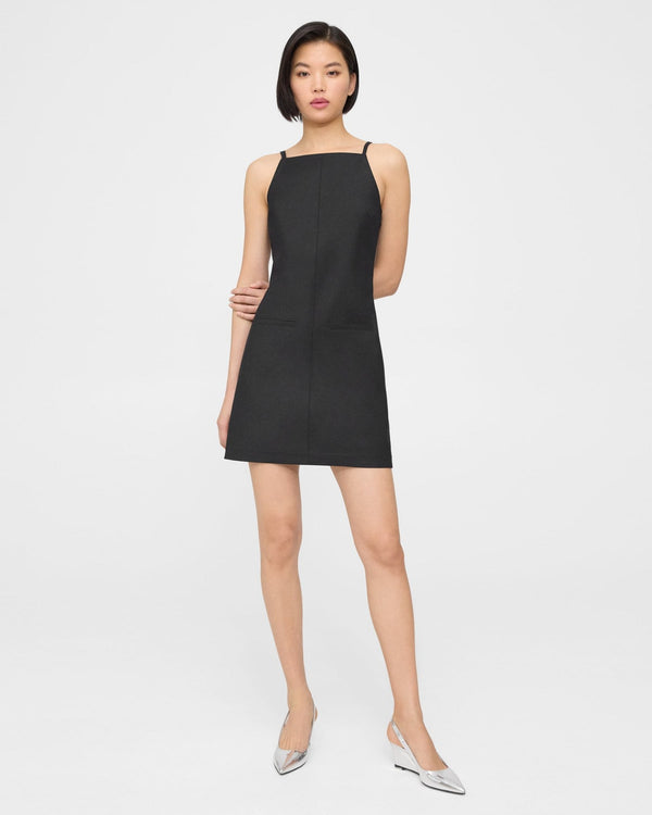 Theory Square-Neck Pocket Mini Dress - Black