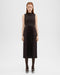 Theory Pleated Combo Dress in Textured Satin - Mink