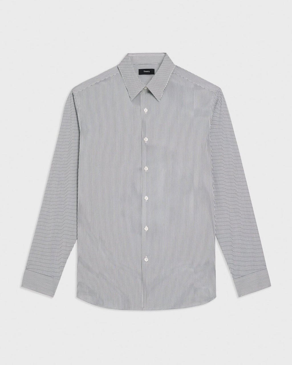 Theory Irving Shirt in Checked Good Cotton - White/baltic