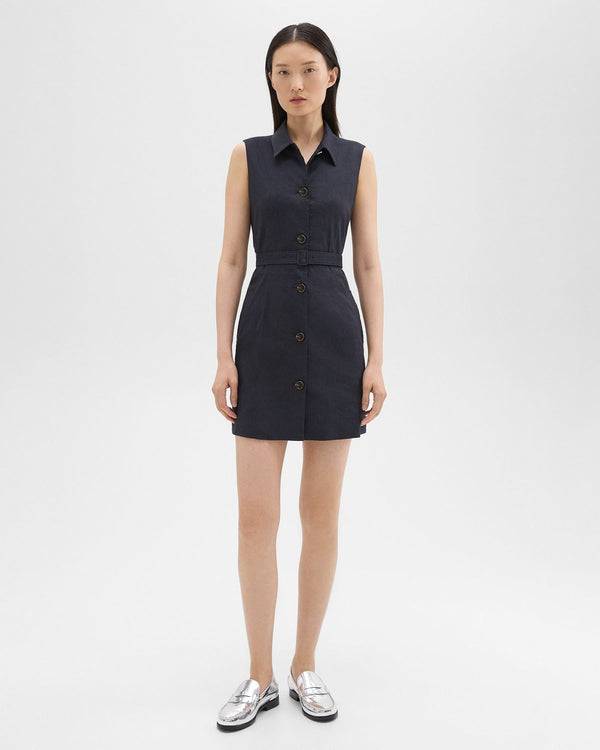 Theory Belted Military Dress in Good Linen - Concord