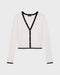 Theory Slim Cardigan in Wool-Viscose - Ivory/Black