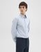 Theory Sylvain Shirt in Checked Poplin - Olympic/White